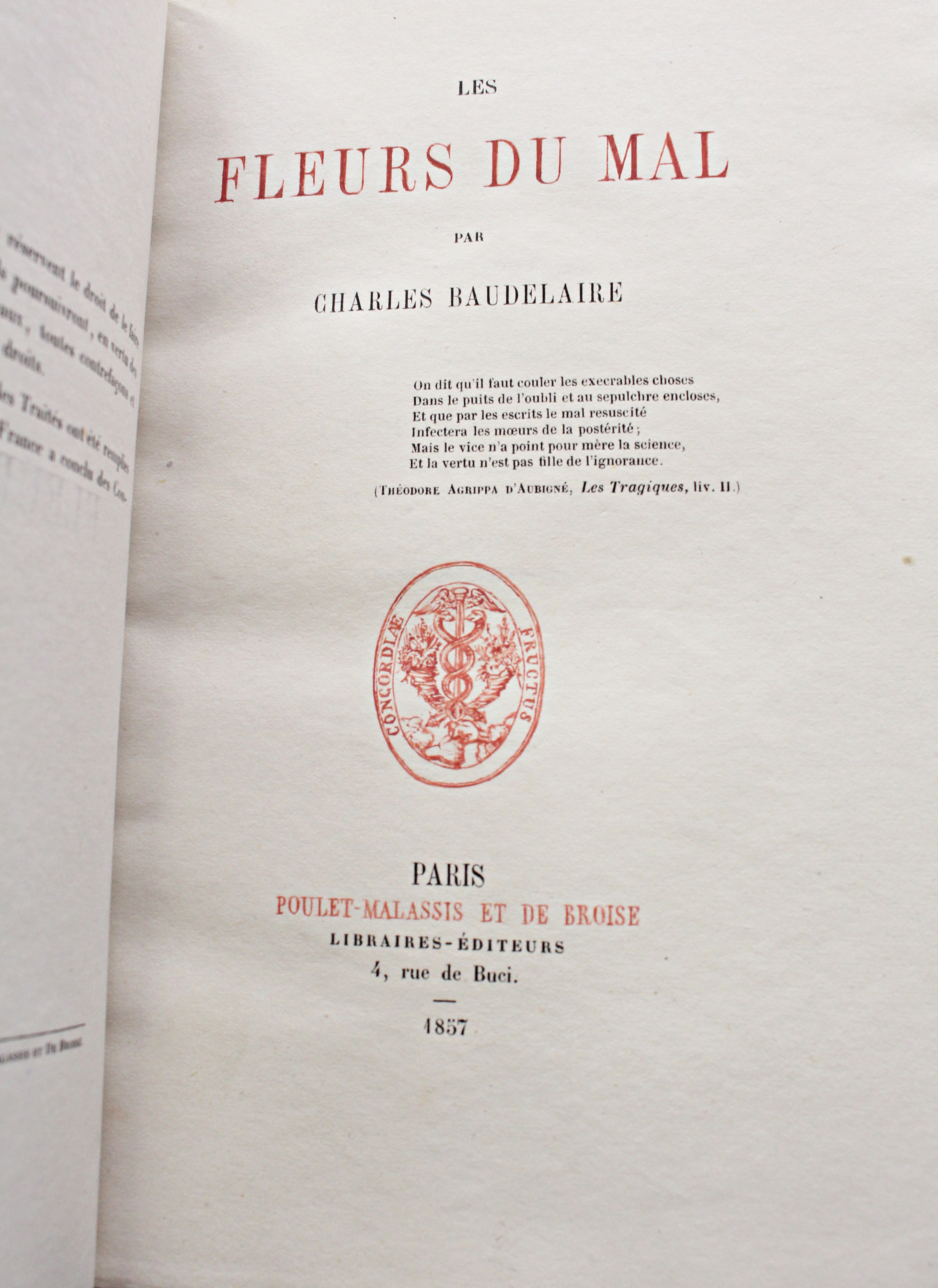 Baudelaire Les Fleurs du mal 1857 Page de titre