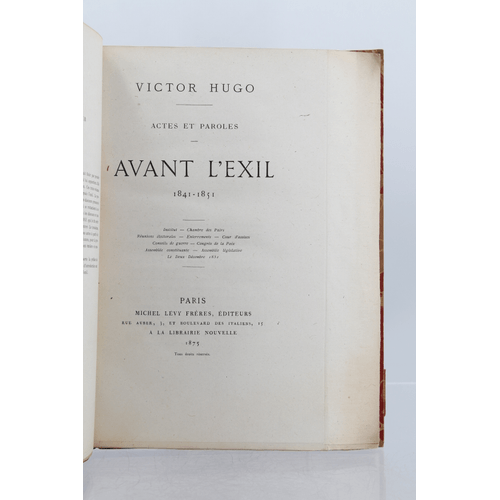 Hugo Victor Actes Et Paroles Avant Lexil 1841 1851 1875 Edition Originale Autographe Tirage De Tete 3 83705